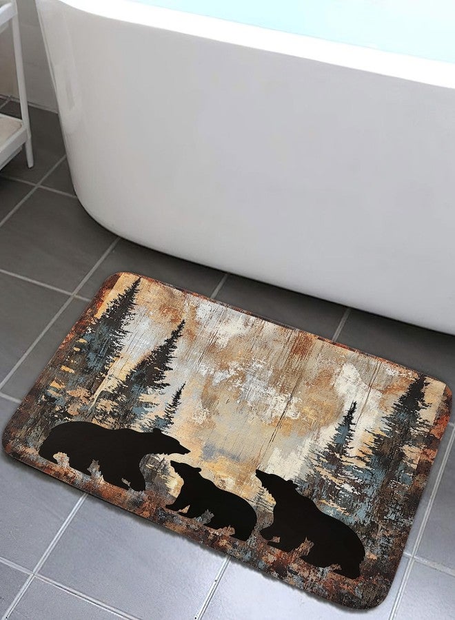 Wathon Bear Bath Mat Rustic Cabin Lodge Woodland Wildlife Bath Rug Animal Hunting Camo Black Bear in the Woods Bathroom Accessories Soft Non Slip Rug Sets for Bathroom Bedroom Kitchen Outdoor Indoor 17X29IN - Image 1